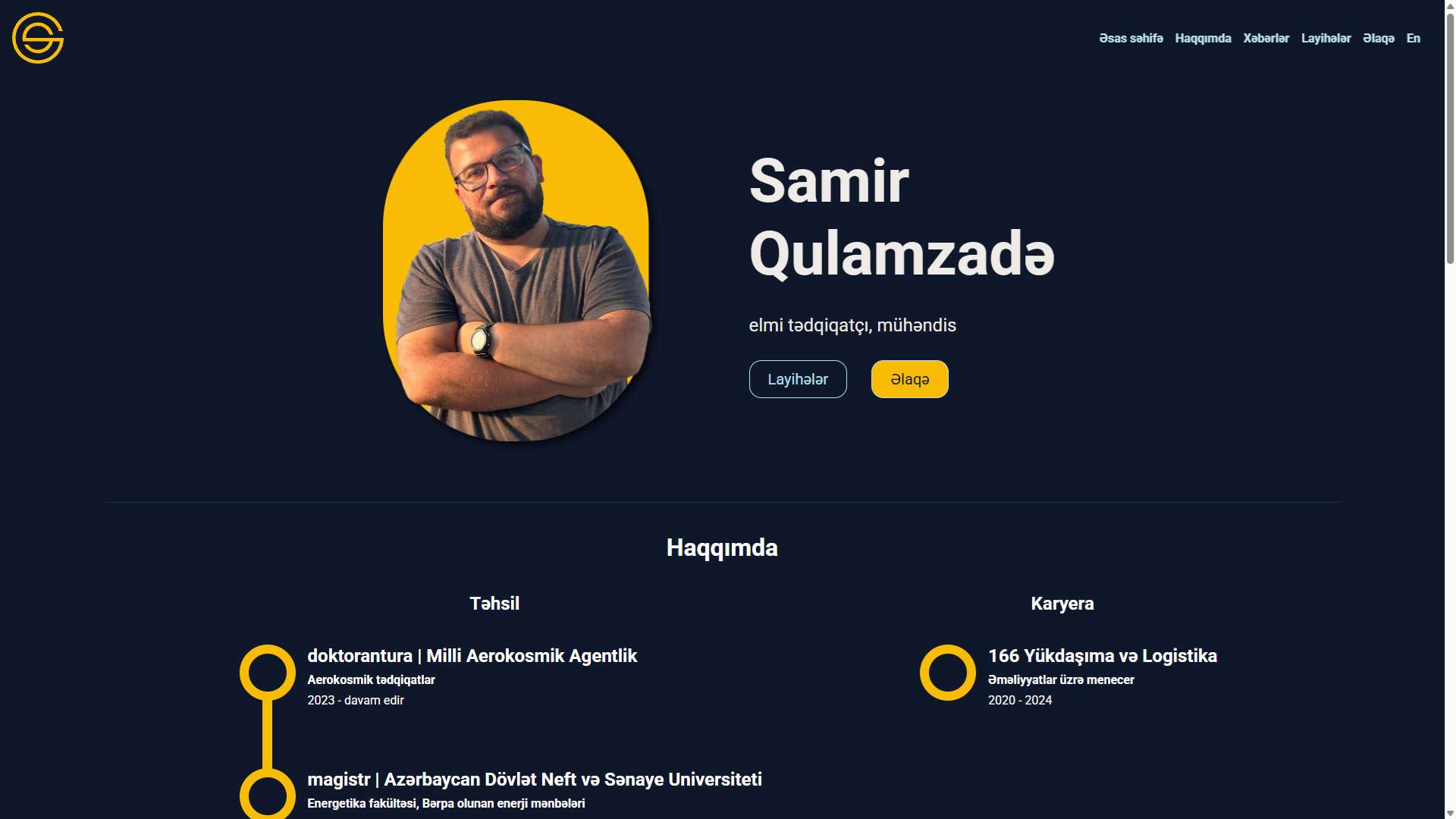 Screenshot of Website for Samir Qulamzada